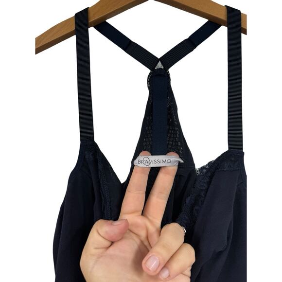 Bravissimo Navy Blue Baby Doll Style Tank Top Lace Detail Womens Size 38D - Picture 5 of 10